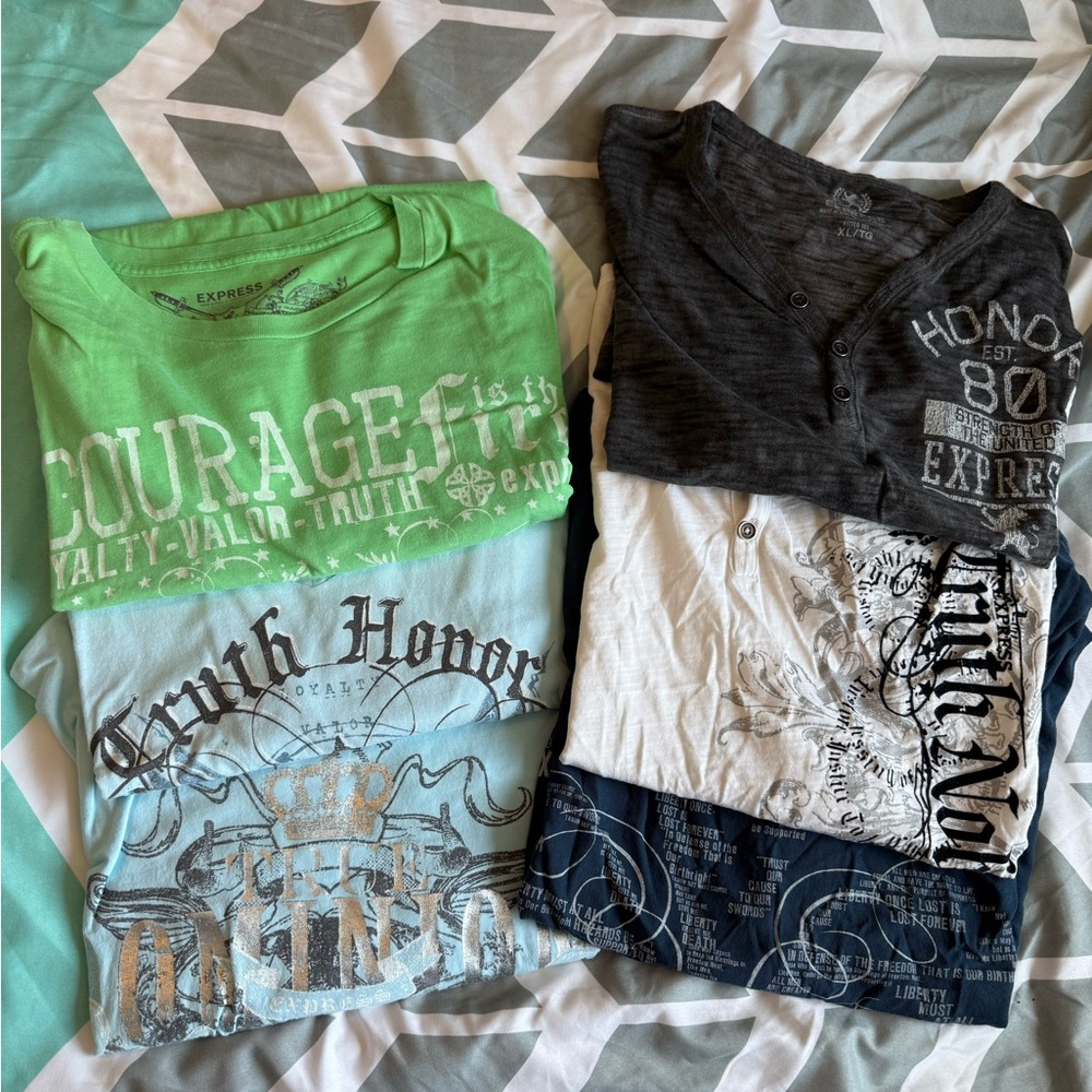 Express Kids Graphic Tees - Green and Gray